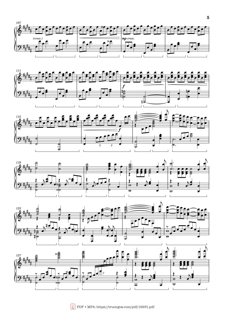 Page 5 of the piano sheet music PDF – Radwimps Sparkle Piano by Original Artist: RADWIMPS Arranged by Animenz 