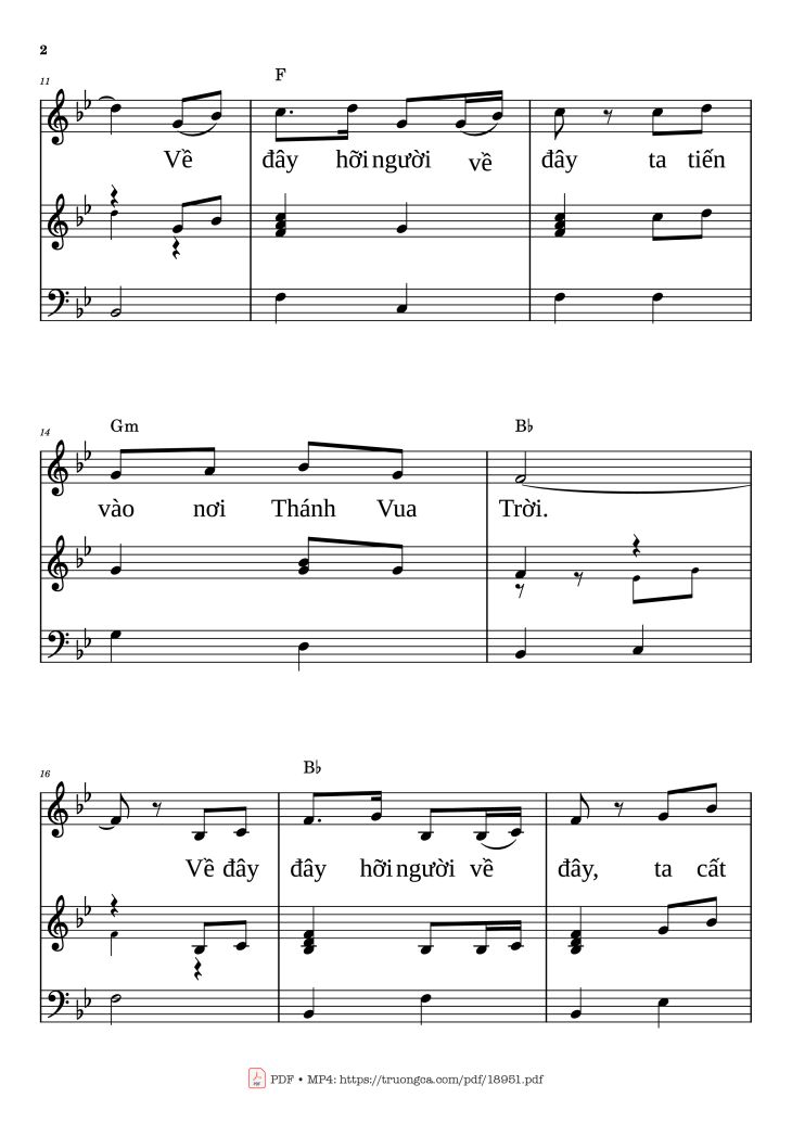 Page 2 of the piano sheet music PDF – Về đây Hỡi Người Piano đệm hát by Lan Thanh