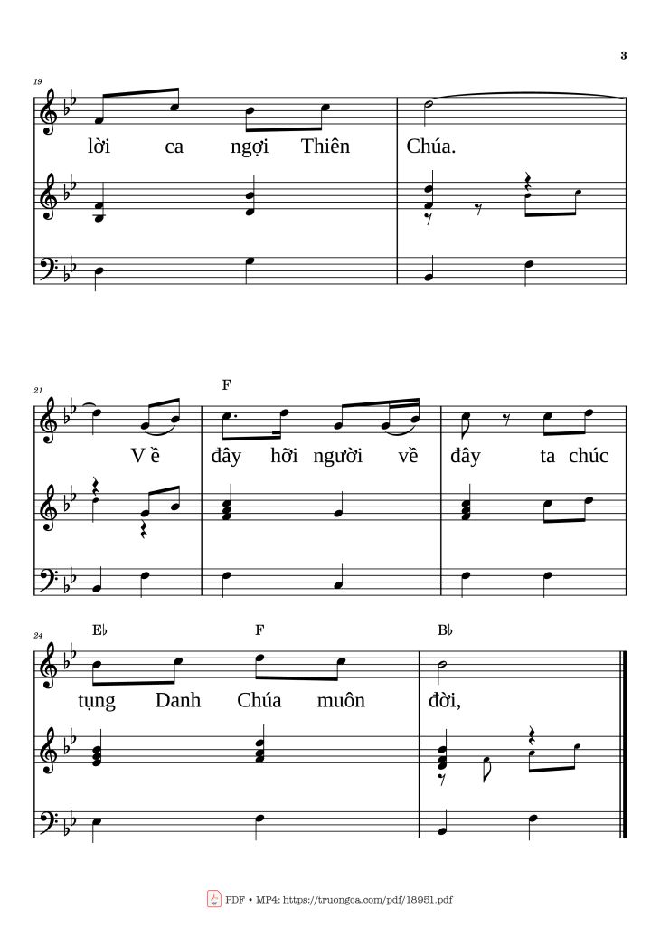 Page 3 of the piano sheet music PDF – Về đây Hỡi Người Piano đệm hát by Lan Thanh