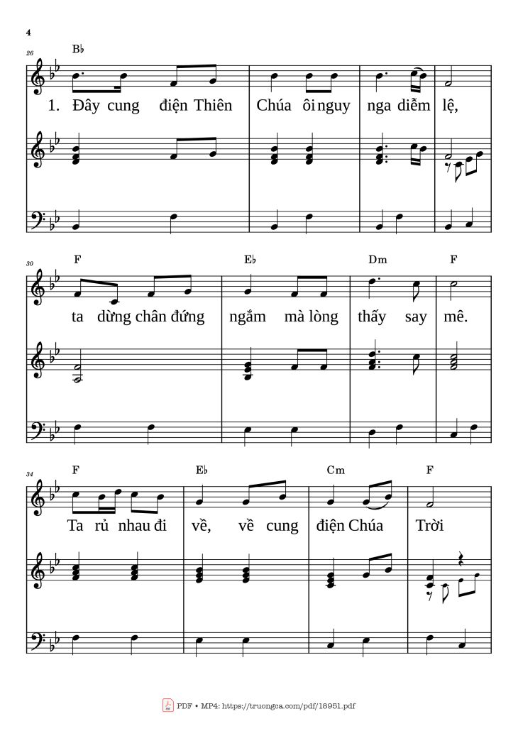 Page 4 of the piano sheet music PDF – Về đây Hỡi Người Piano đệm hát by Lan Thanh