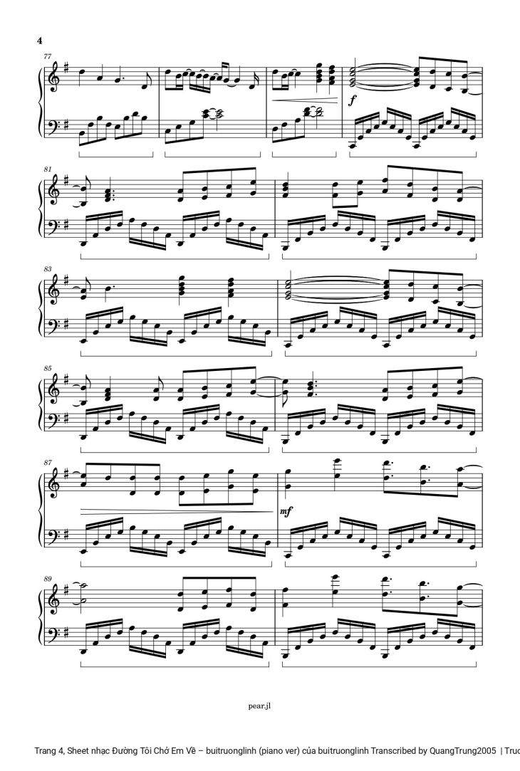 Page 4 of the piano sheet music PDF – Đường Tôi Chở Em Về sheet Piano by Buitruonglinh