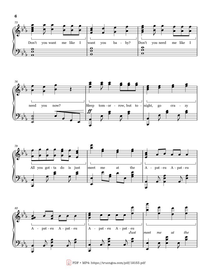 Page 6 of the piano sheet music PDF – APT Rosé Sheet Piano by ROSÉ