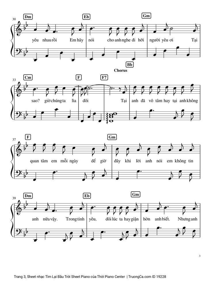 Page 3 of the piano sheet music PDF – Tìm Lại Bầu Trời Sheet Piano by Khắc Việt
