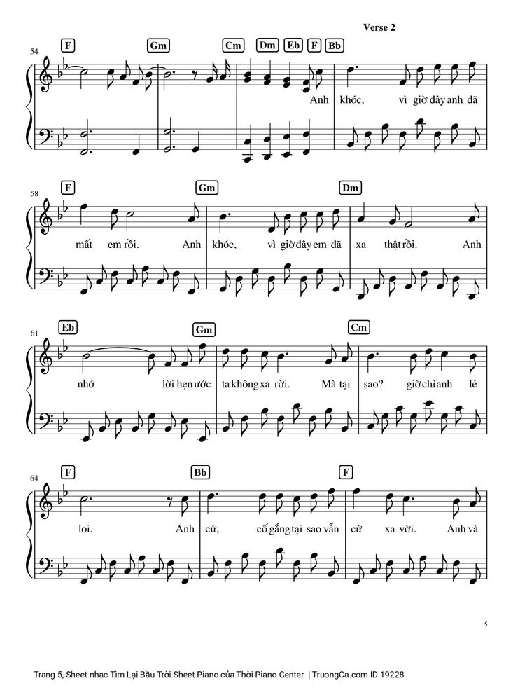 Page 5 of the piano sheet music PDF – Tìm Lại Bầu Trời Sheet Piano by Khắc Việt