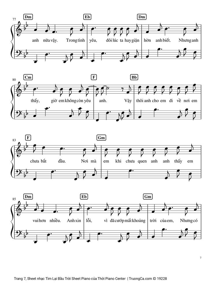 Page 7 of the piano sheet music PDF – Tìm Lại Bầu Trời Sheet Piano by Khắc Việt