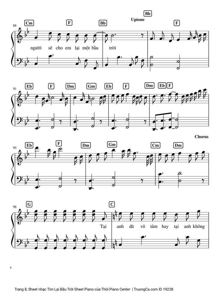 Page 8 of the piano sheet music PDF – Tìm Lại Bầu Trời Sheet Piano by Khắc Việt