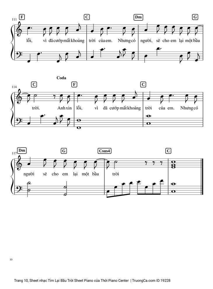Page 10 of the piano sheet music PDF – Tìm Lại Bầu Trời Sheet Piano by Khắc Việt