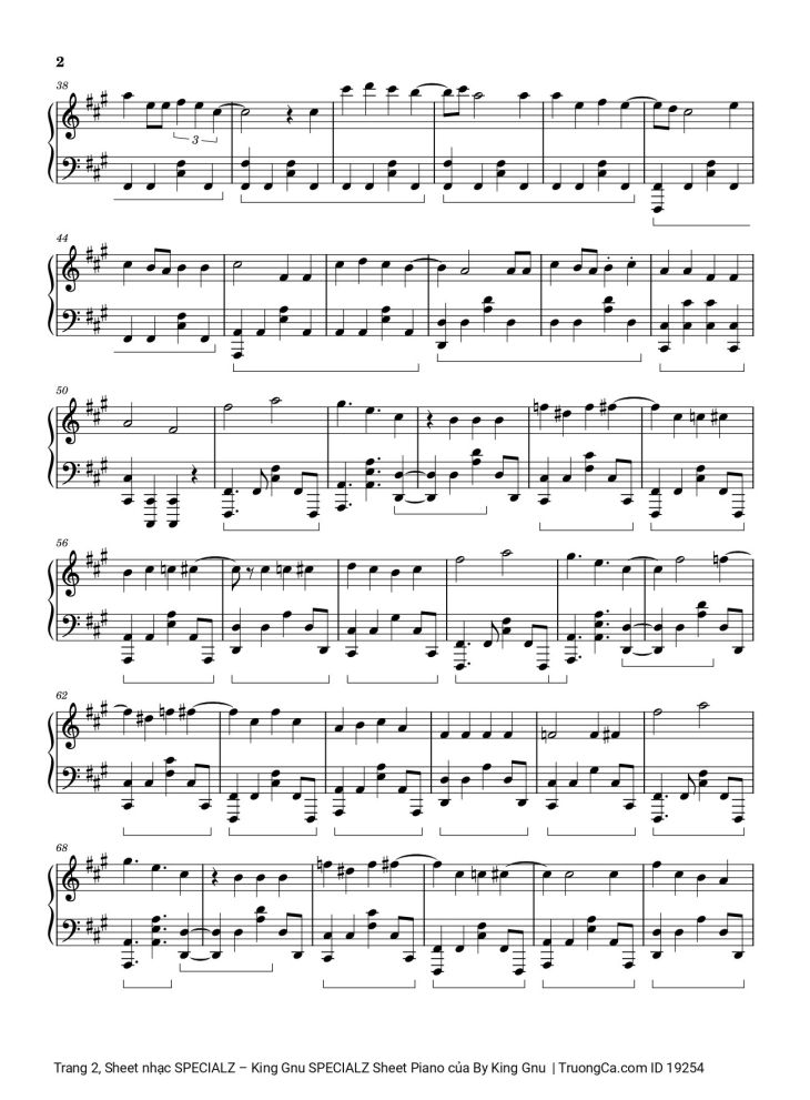 Page 2 of the piano sheet music PDF – Specialz Sheet Piano by King Gnu
