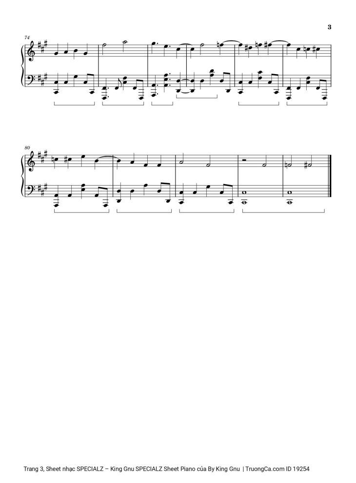 Page 3 of the piano sheet music PDF – Specialz Sheet Piano by King Gnu