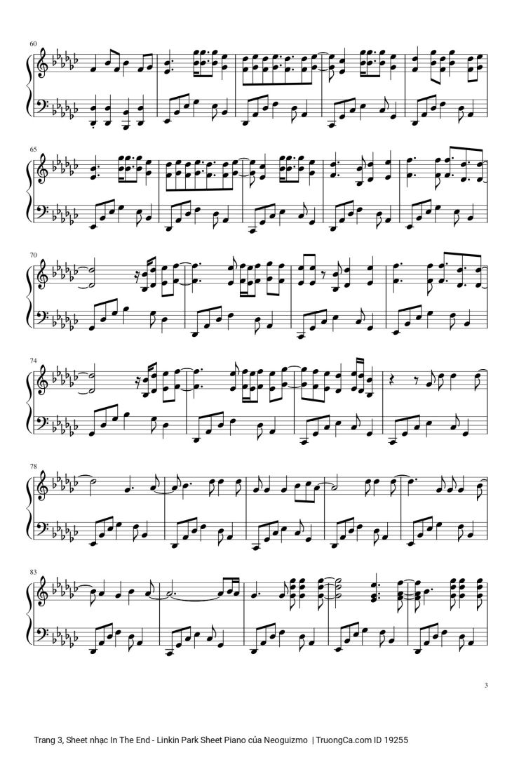 Page 3 of the piano sheet music PDF – In The End Sheet Piano by Neoguizmo
