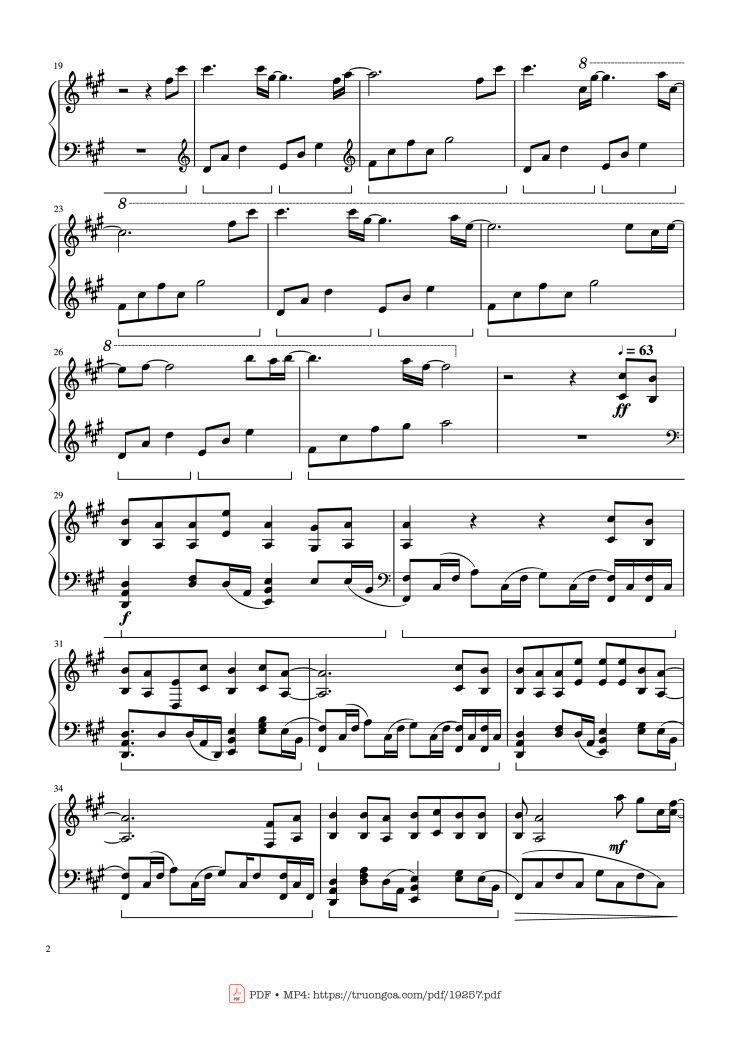 Page 2 of the piano sheet music PDF – Call of silence Sheet Piano by Hiroyuki Sawano