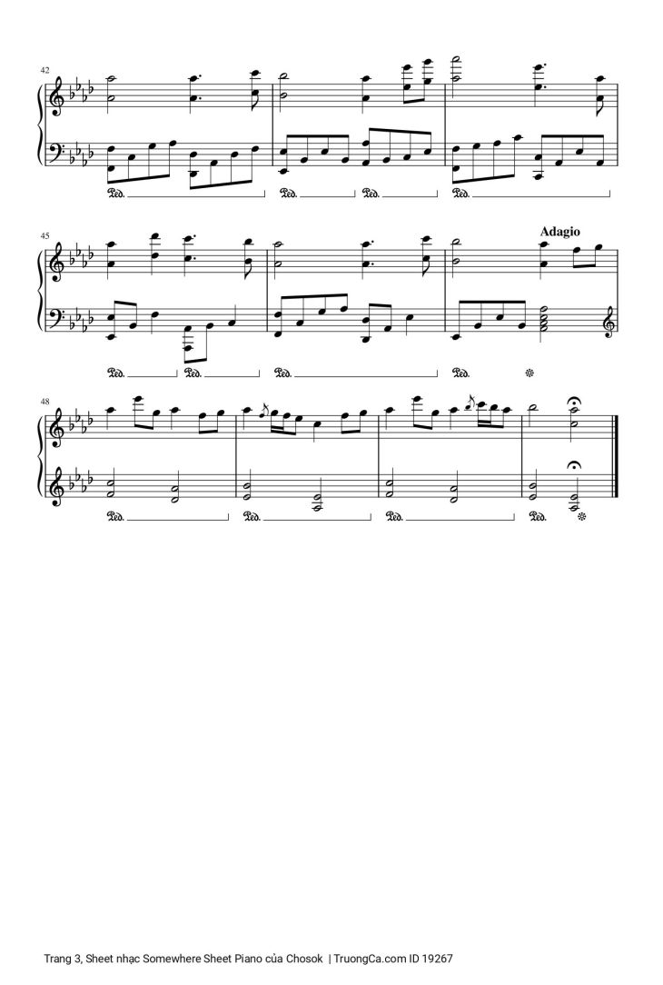 Page 3 of the piano sheet music PDF – Somewhere Sheet Piano by Chosok