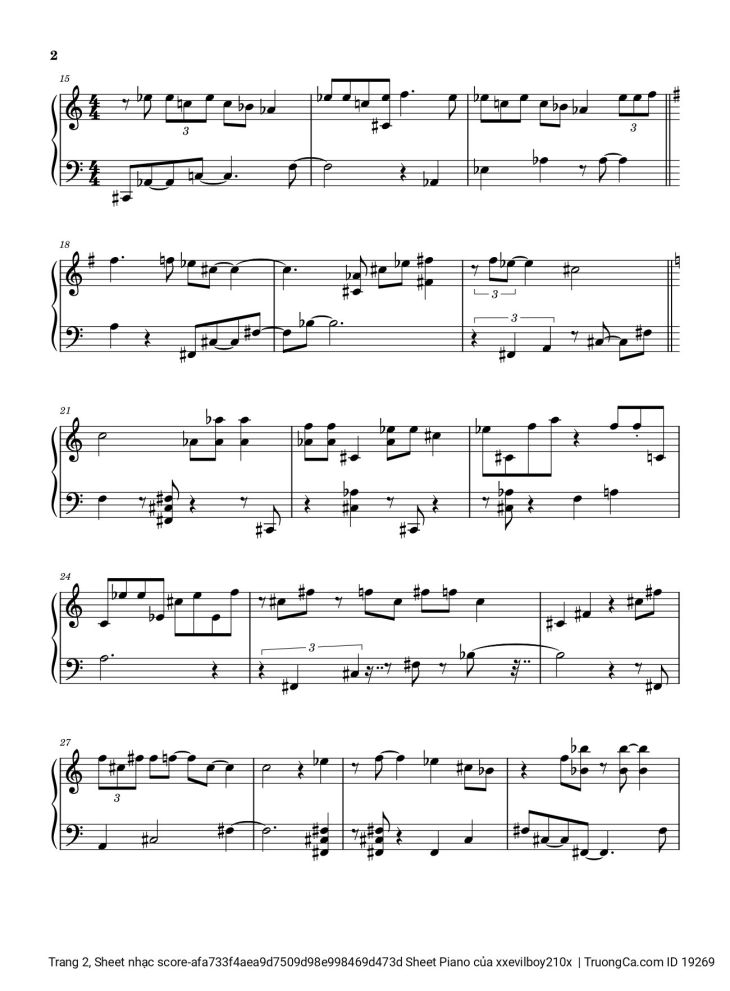 Page 2 of the piano sheet music PDF – Hào Quang Sheet Piano by Xxevilboy210x