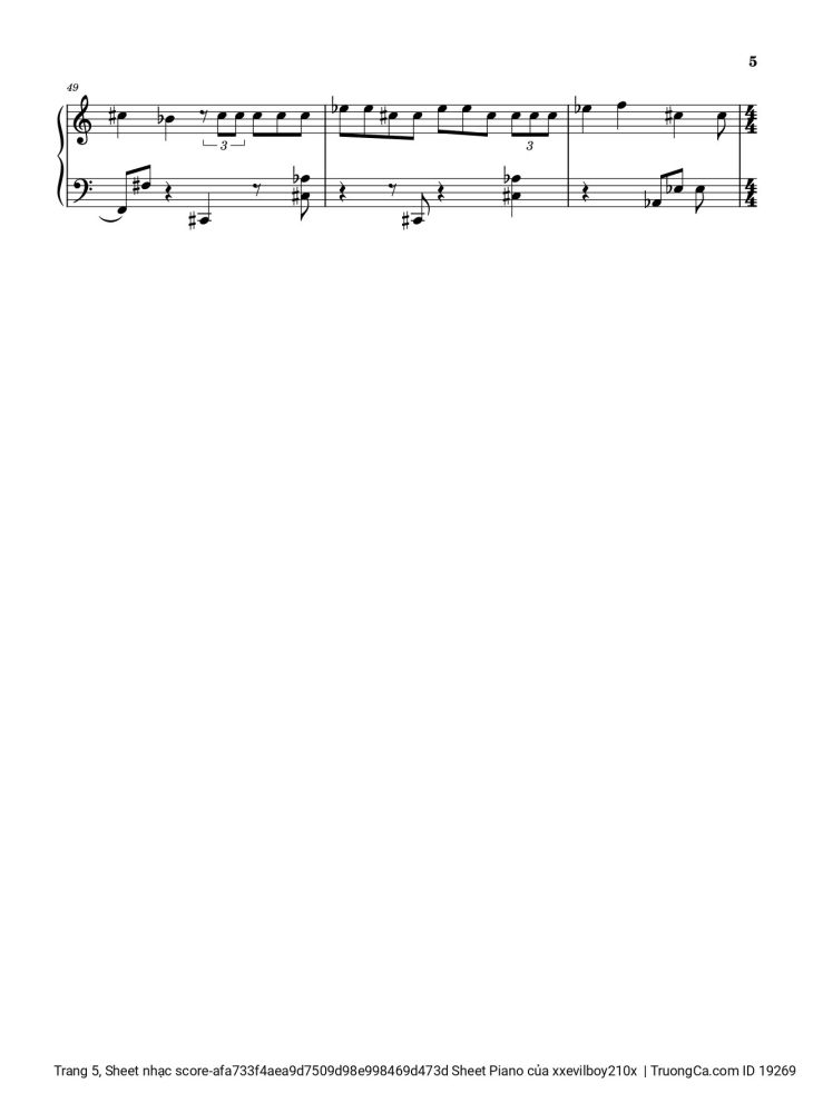 Page 5 of the piano sheet music PDF – Hào Quang Sheet Piano by Xxevilboy210x