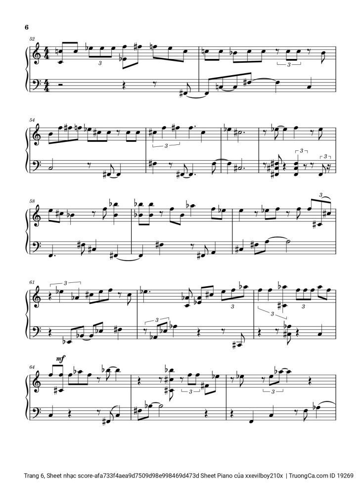 Page 6 of the piano sheet music PDF – Hào Quang Sheet Piano by Xxevilboy210x