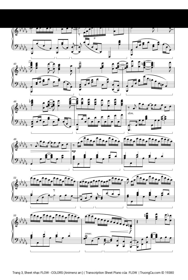 Page 3 of the piano sheet music PDF – FLOW - COLORS (Animenz arr.) | Transcription Sheet Piano by FLOW