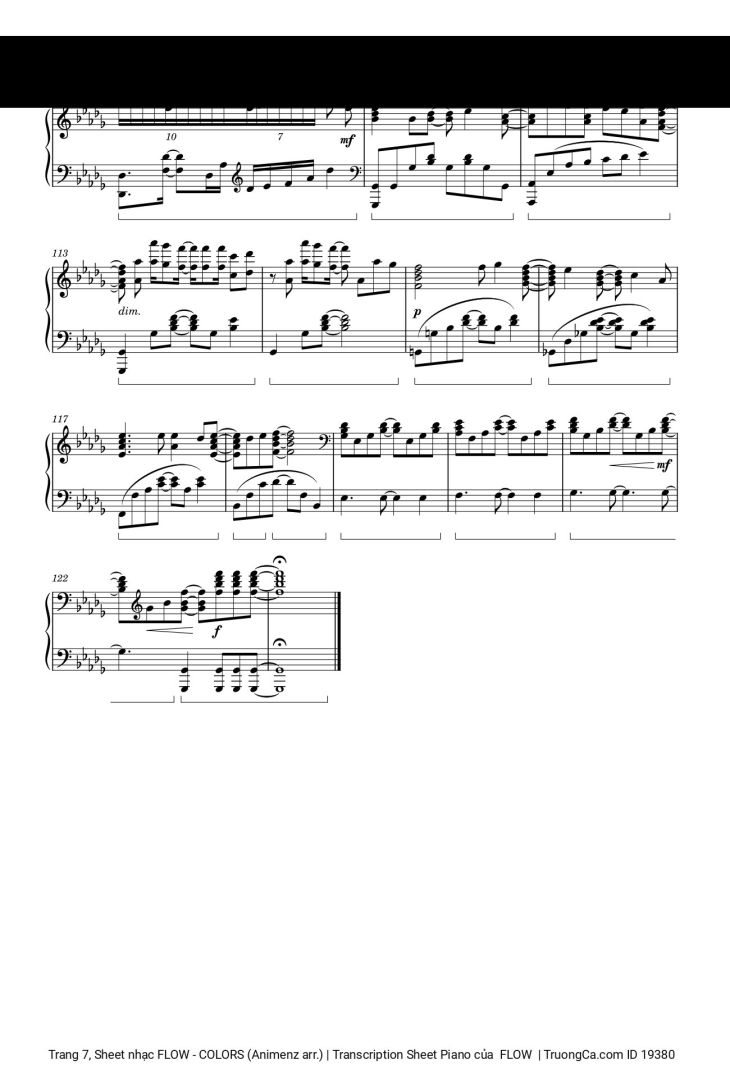 Page 7 of the piano sheet music PDF – FLOW - COLORS (Animenz arr.) | Transcription Sheet Piano by FLOW