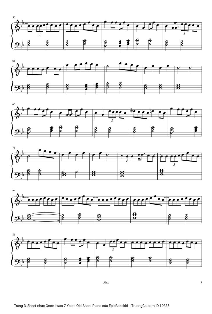 Page 3 of the piano sheet music PDF Piano – Once I was 7 Years Old Sheet Piano by EpicBosskid