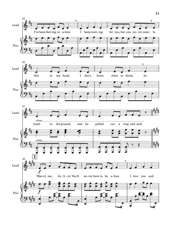 Page 11 of the piano sheet music PDF – Love Story (Taylor