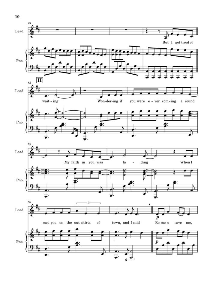 Page 10 of the piano sheet music PDF – Love Story (Taylor