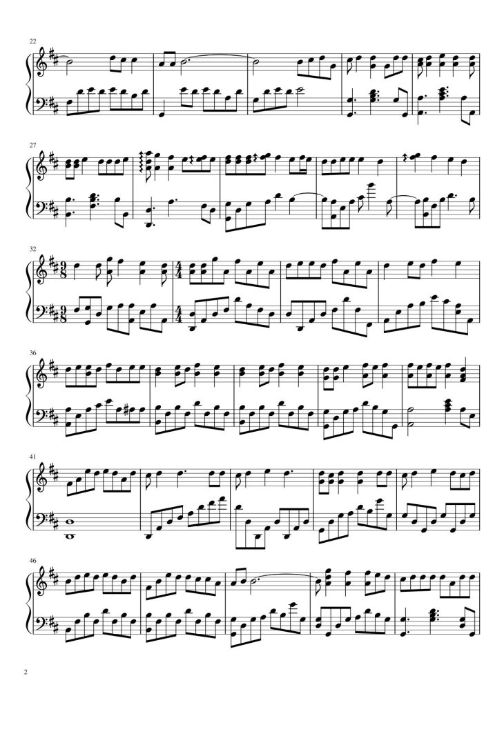 Page 2 of the piano sheet music PDF – Love Story Sheet Piano by Taylor Swift