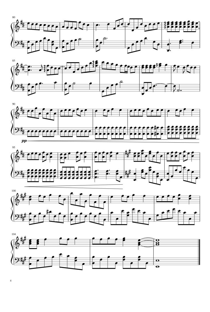 Page 4 of the piano sheet music PDF – Love Story Sheet Piano by Taylor Swift