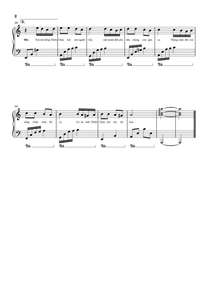 Page 2 of the piano sheet music PDF – Trong trái tim Chúa Sheet Piano by Phanxicô