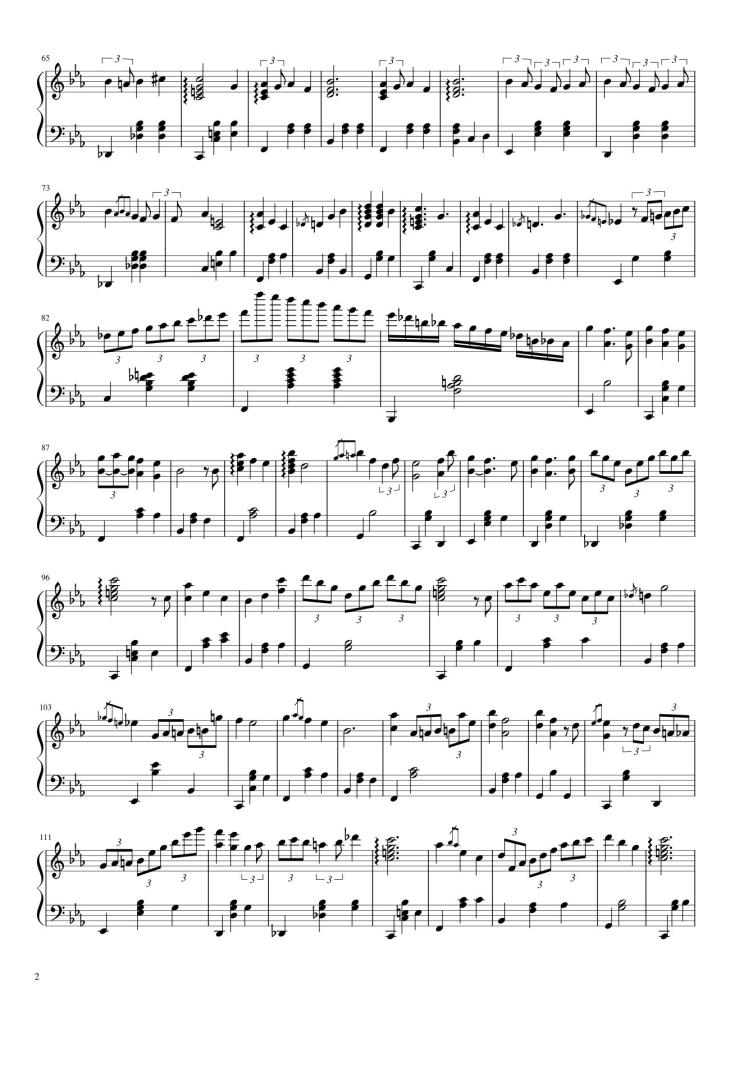 Page 2 of the piano sheet music PDF – Le Festin Sheet Piano by Akartika