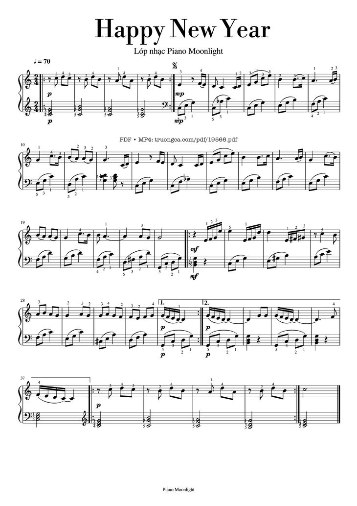 Page 1 of the piano sheet music PDF – Happy New Year Sheet Piano by Tuần Châu