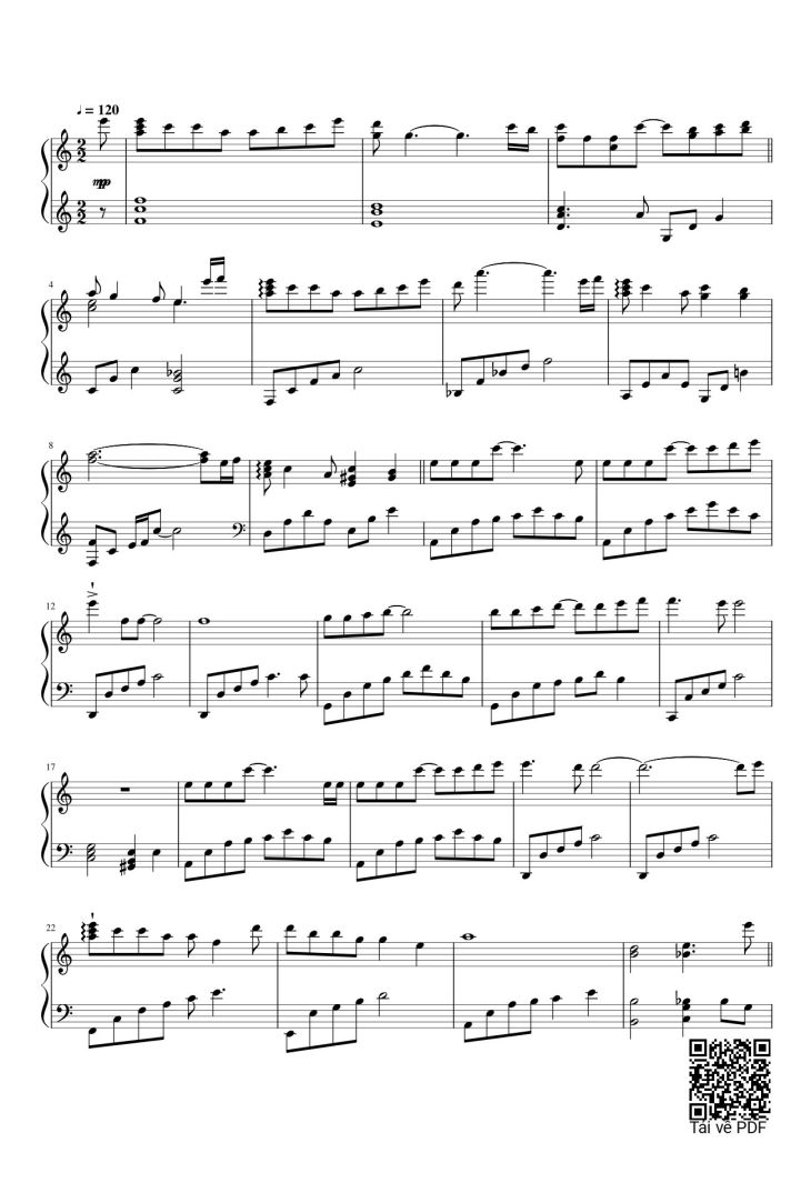 Page 1 of the piano sheet music PDF – Dĩ Vãng Nhạt Nhòa Sheet Piano by Nhạc Hoa