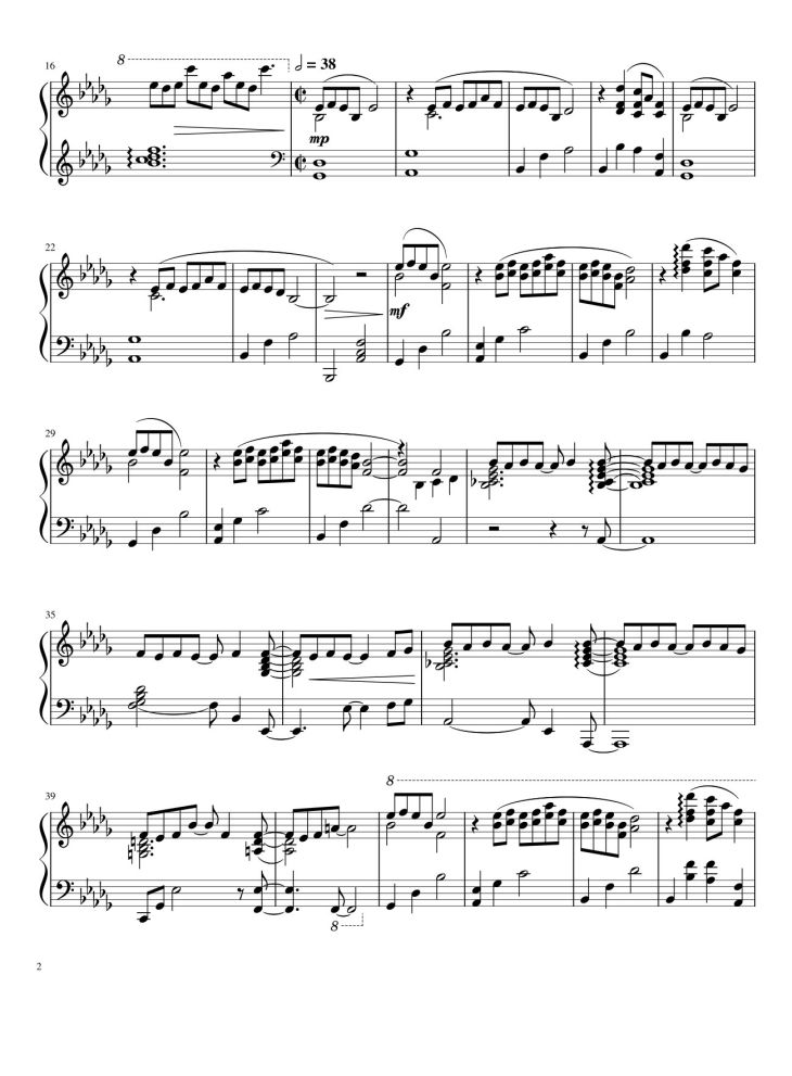 Page 2 of the piano sheet music PDF – Merry Christmas, Mr. Lawrence Sheet Piano by Ryuichi Sakamoto