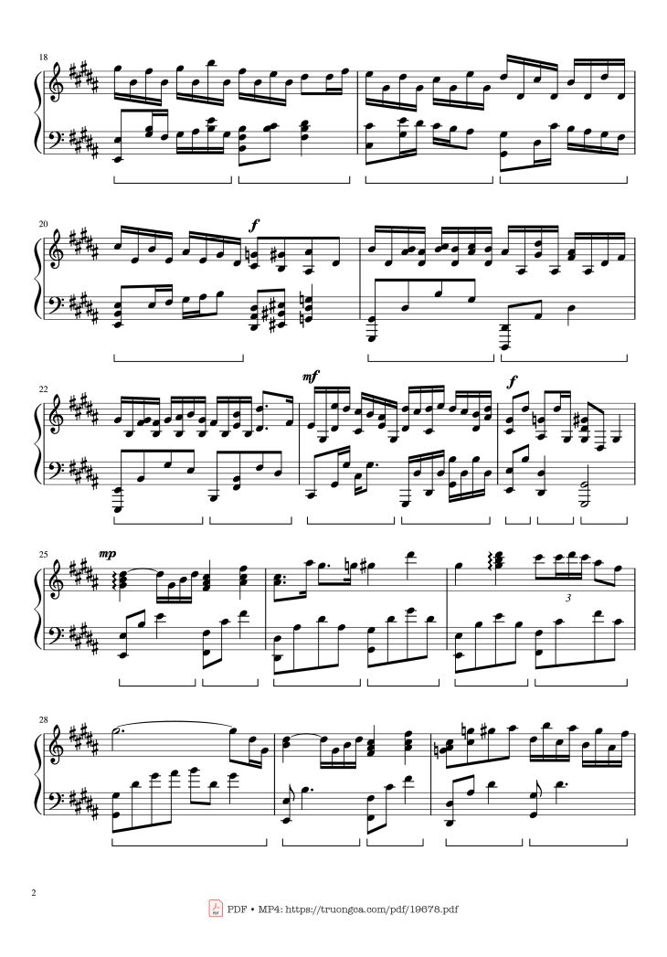 Page 2 of the piano sheet music PDF – Flower Dance Sheet Piano by DJ Okawari