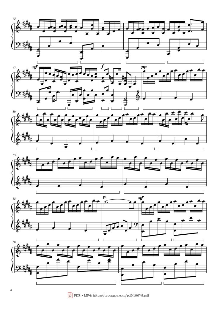 Page 4 of the piano sheet music PDF – Flower Dance Sheet Piano by DJ Okawari