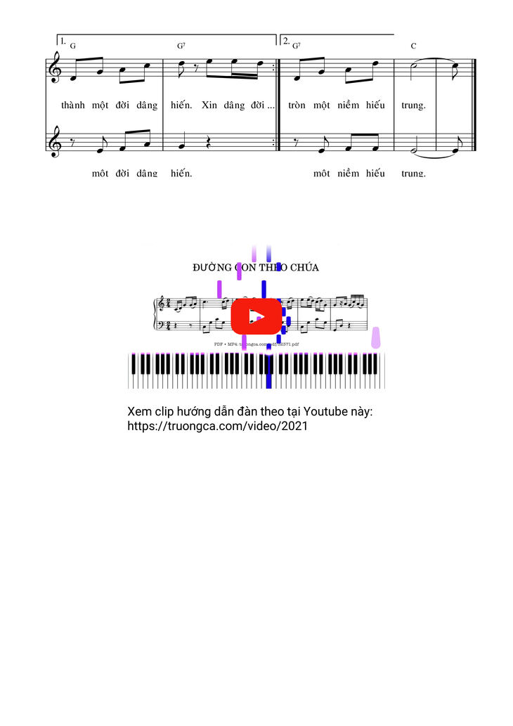 Page 3 of the piano sheet music PDF – Đường con theo Chúa by Lm. Ân Đức