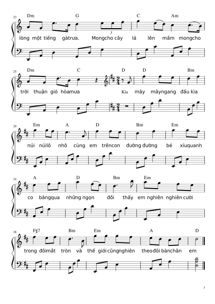 Page 3 of the piano sheet music PDF – Nấu ăn cho em Sheet Piano by Đen Vâu - PiaLinh