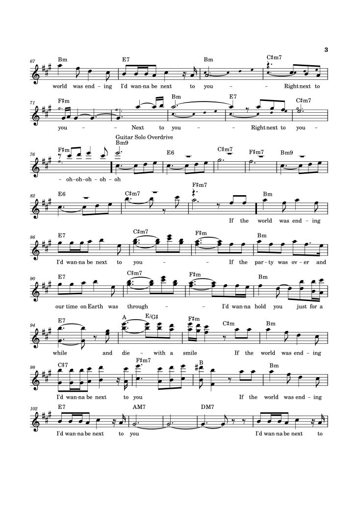 Page 3 of the piano sheet music PDF – Die With A Smile Sheet Piano by Stect