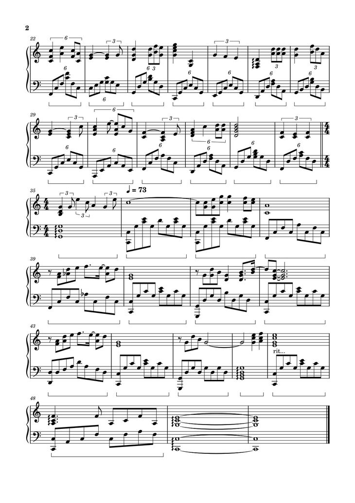 Page 2 of the piano sheet music PDF – Nắng Thuỷ Tinh Sheet Piano by Trịnh Công Sơn