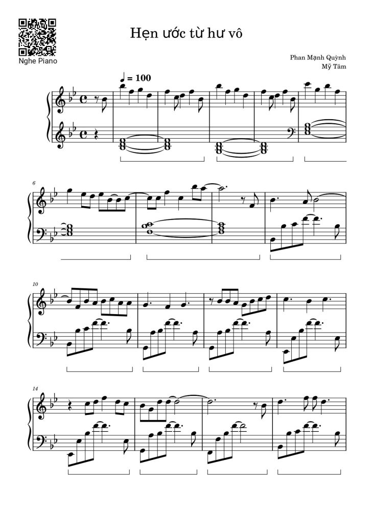 Page 1 of the piano sheet music PDF – Hẹn ước từ hư vô Sheet Piano by Phan Mạnh Quỳnh