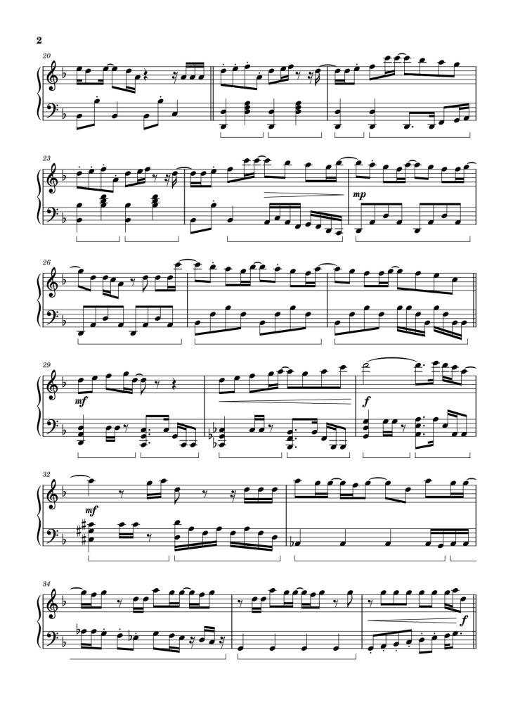 Page 2 of the piano sheet music PDF – Standing Next to You Sheet Piano by Jung Kook (BTS)