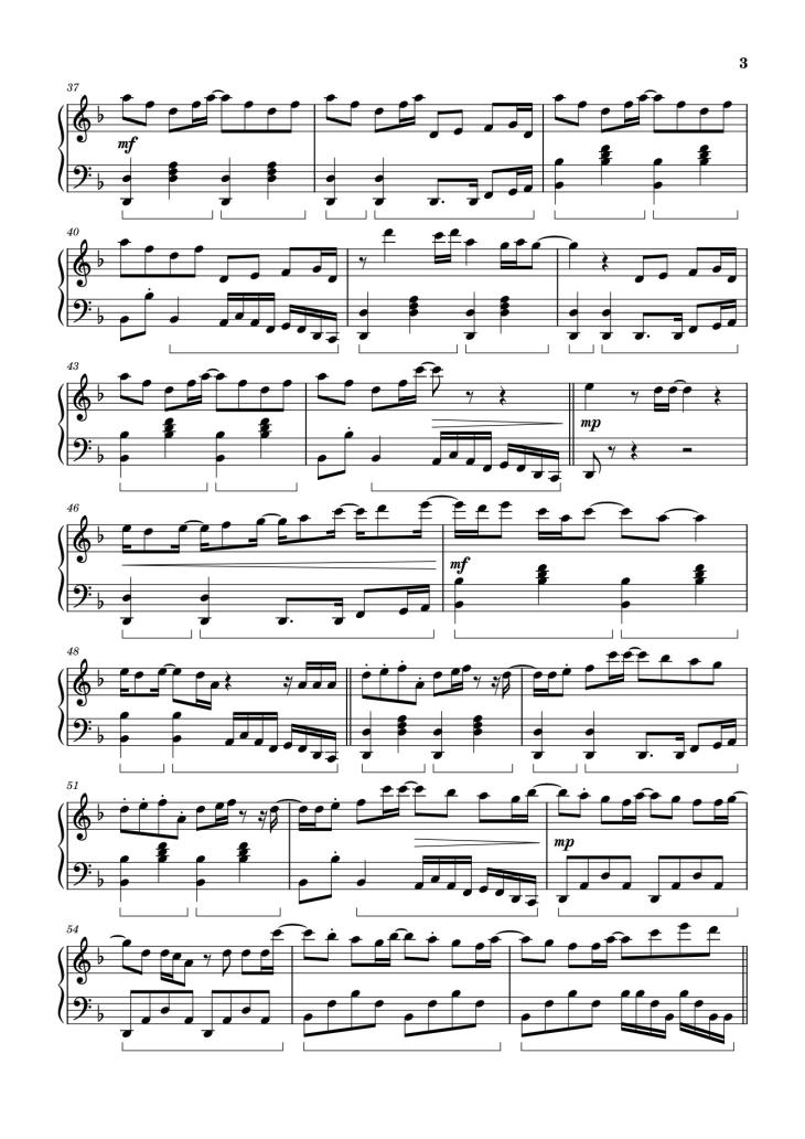 Page 3 of the piano sheet music PDF – Standing Next to You Sheet Piano by Jung Kook (BTS)