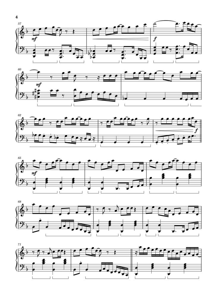 Page 4 of the piano sheet music PDF – Standing Next to You Sheet Piano by Jung Kook (BTS)