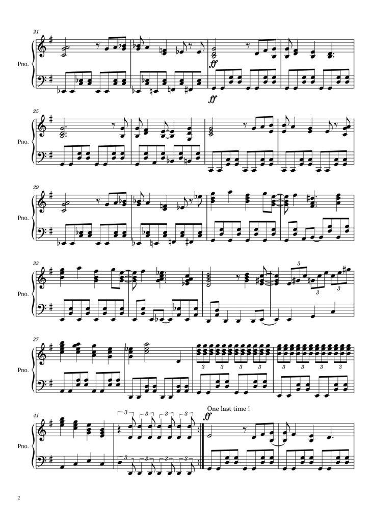 Page 2 of the piano sheet music PDF – All I Want For Christmas Is You (Kinda Swing version) Sheet Piano by Khatharsis