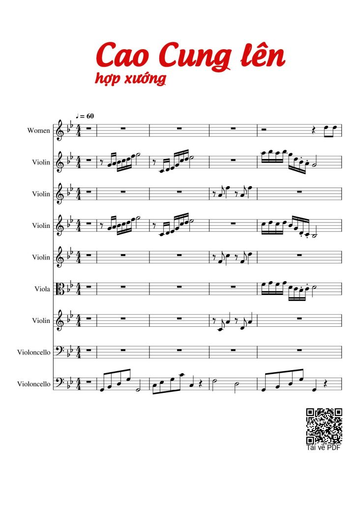 Page 1 of the piano sheet music PDF – Cao Cung lên, Sheet hợp xướng Violin by Hoài Đức
