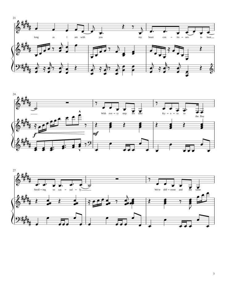 Page 3 of the piano sheet music PDF – Rather be Sheet Piano by Trang Lam