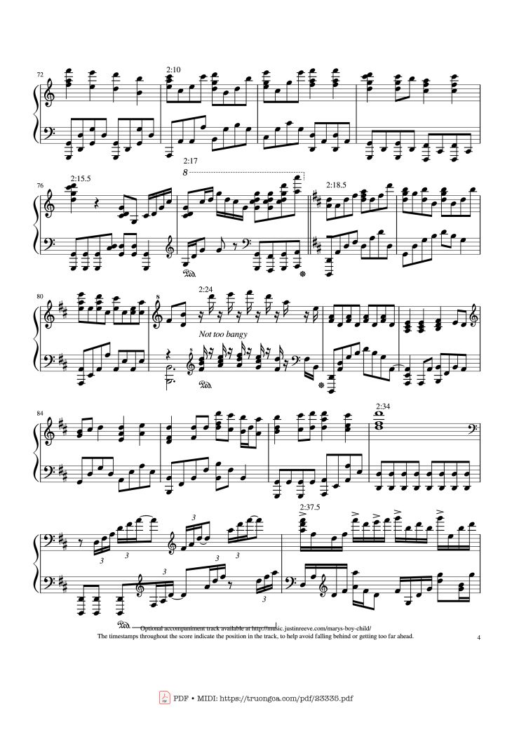 Page 4 of the piano sheet music PDF – Mary