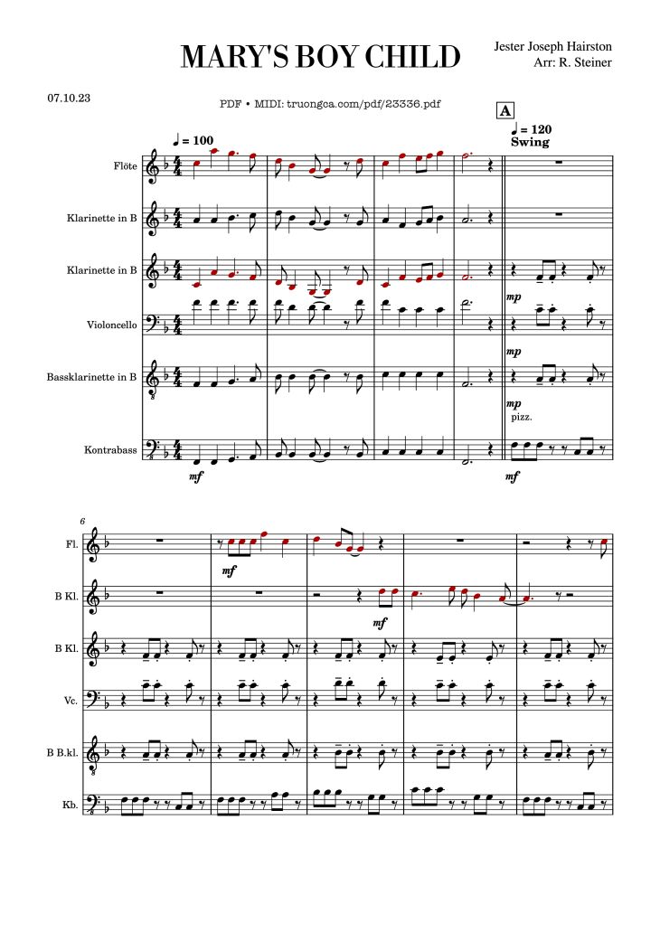 Page 1 of the piano sheet music PDF – Mary