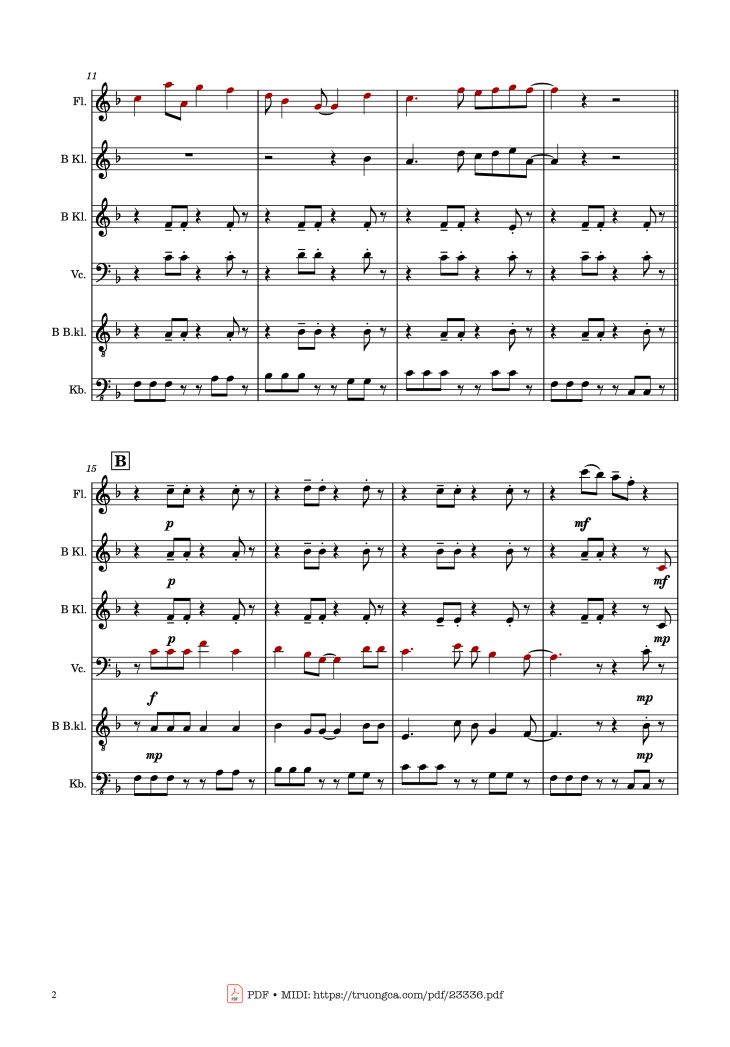 Page 2 of the piano sheet music PDF – Mary