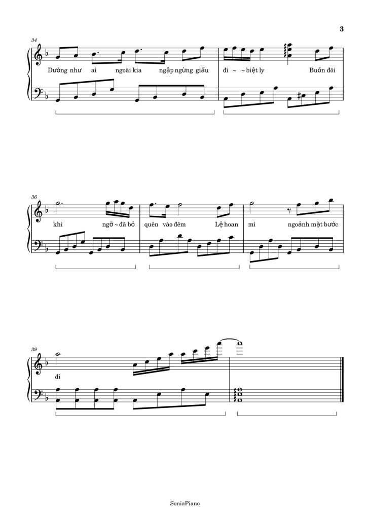 Page 3 of the piano sheet music PDF Piano – Tay Trái Chỉ Trăng Sheet Piano by Phương Thy
