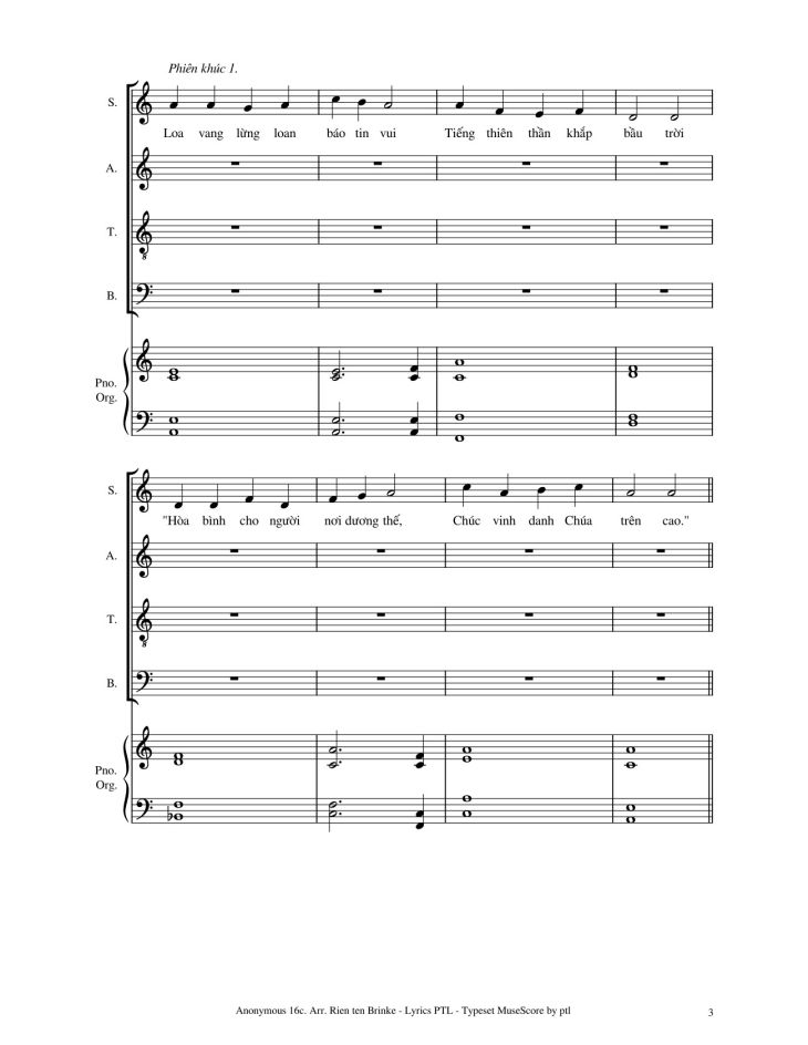 Page 3 of the piano sheet music PDF – Vui Lên Nào (4 bè SATB, GAUDETE) by Giang Tâm