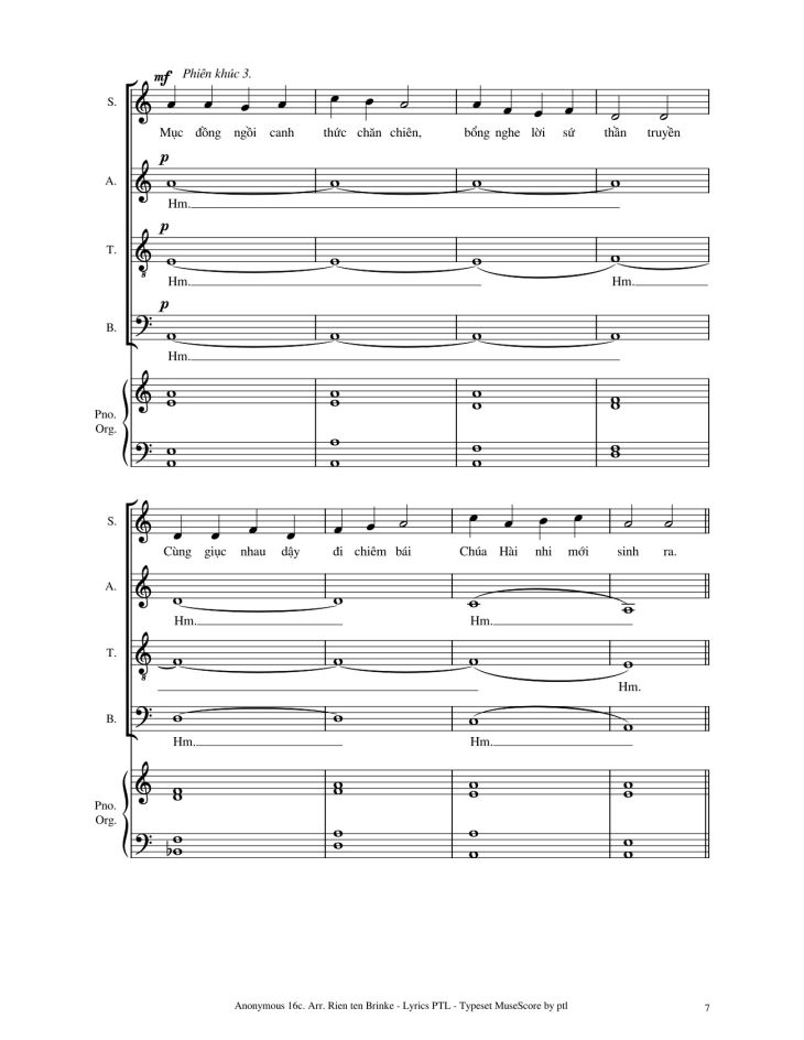 Page 7 of the piano sheet music PDF – Vui Lên Nào (4 bè SATB, GAUDETE) by Giang Tâm